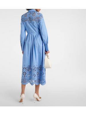 Pamučna midi haljina Valentino plava