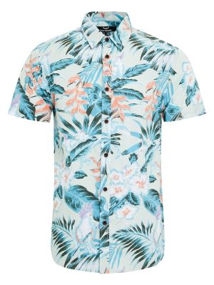 Camicia motivo tropicale Threadbare blu