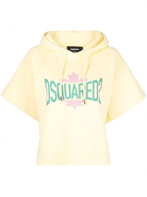 Raštuotas džemperis su gobtuvu Dsquared2 geltona