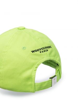 Haftowana czapka z daszkiem bawełniana Wooyoungmi zielona