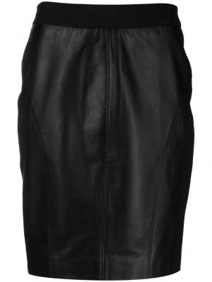 Kožna suknja s patentnim zatvaračem Pinko crna