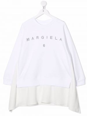 Sweatshirt kjole for piger Mm6 Maison Margiela Kids hvid