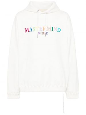 Kokvilnas kapučdžemperis ar izšuvumiem Mastermind World balts