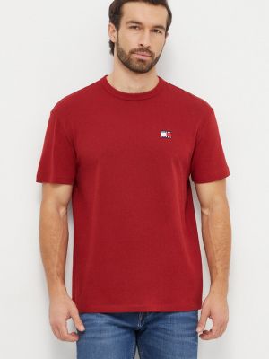 Тениска с дълъг ръкав с апликация Tommy Jeans винено червено