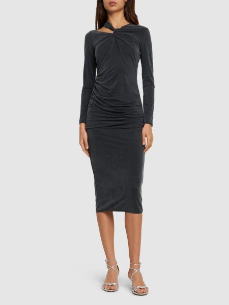 Μακρυμάνικη μίντι φόρεμα από ζέρσεϋ Giorgio Armani μαύρο