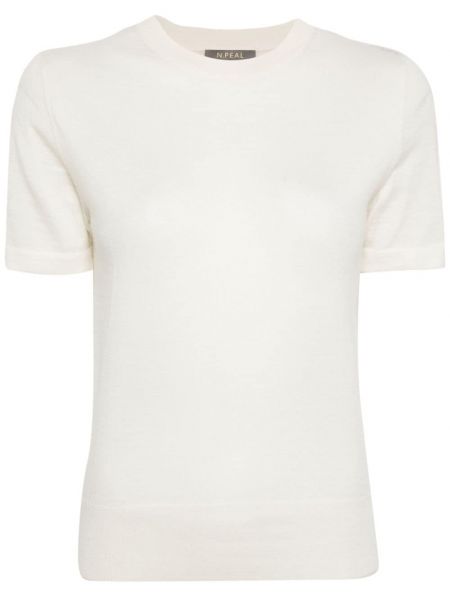 Tricou din cașmir tricotate N.peal alb