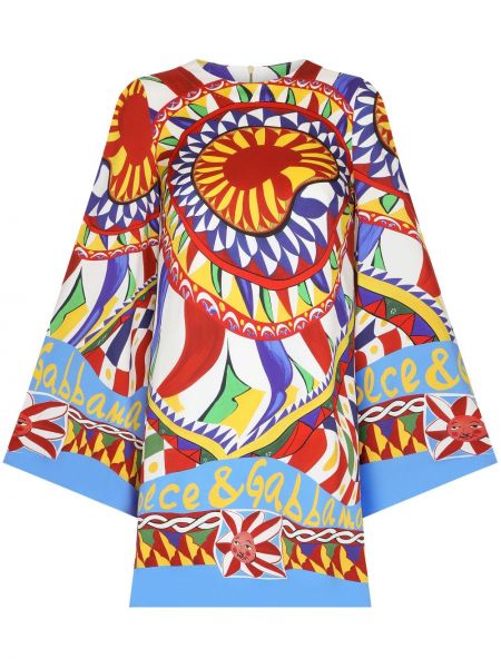 Mini-abito di seta con stampa Dolce & Gabbana