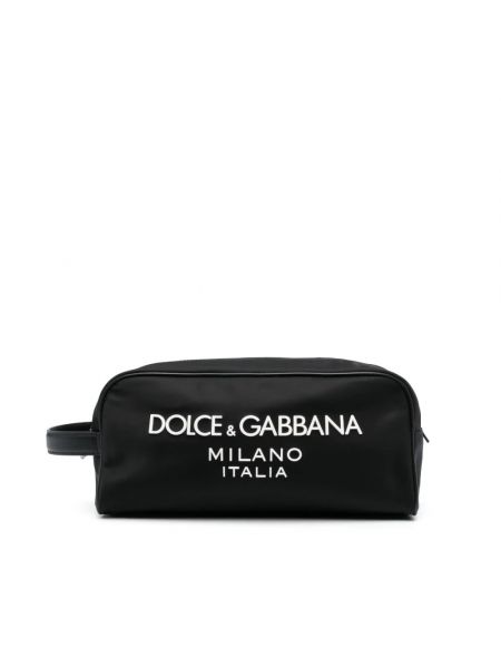 Kosmetyczka skórzana z nadrukiem Dolce And Gabbana czarna