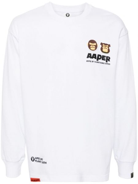 Langærmet t-shirt Aape By *a Bathing Ape® hvid