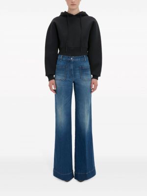 Kokvilnas kapučdžemperis ar izšuvumiem Victoria Beckham melns