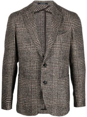 Sjekket lang blazer Tagliatore brun