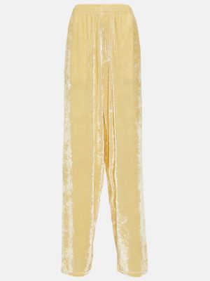 Бархатные брюки Balenciaga желтые