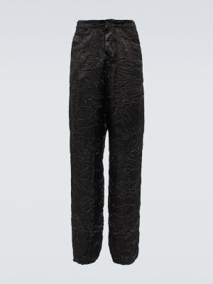 Pantaloni din satin cu croială lejeră Balenciaga negru