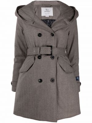 Пальто с капюшоном двубортное Woolrich