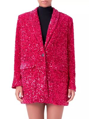 Бархатный пиджак с пайетками Endless Rose розовый