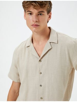Bavlnená košeľa na gombíky s krátkymi rukávmi Koton