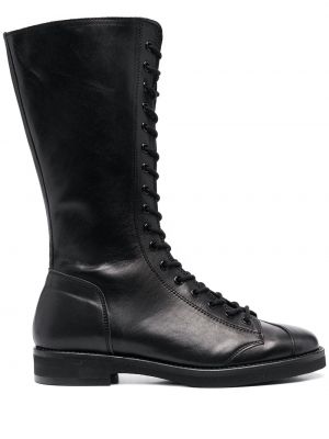 Кожаные ботинки милитари на шнуровке Yohji Yamamoto, черный