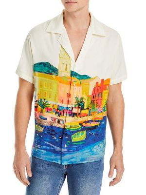 Рубашка Camp с короткими рукавами с графическим принтом Monet