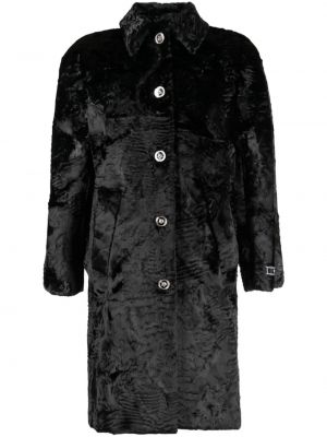 Palton de blană Versace negru