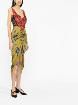 Květinové midi šaty bez rukávů s potiskem Vivienne Westwood červené