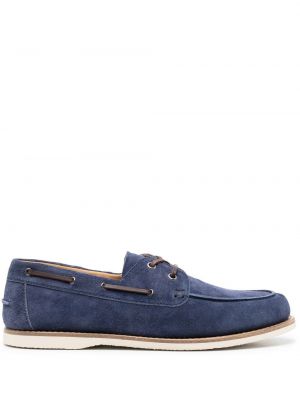 Pantofi cu șireturi din piele de căprioară din dantelă Brunello Cucinelli albastru