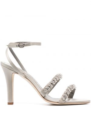 Sandale mit kristallen Manolo Blahnik grau