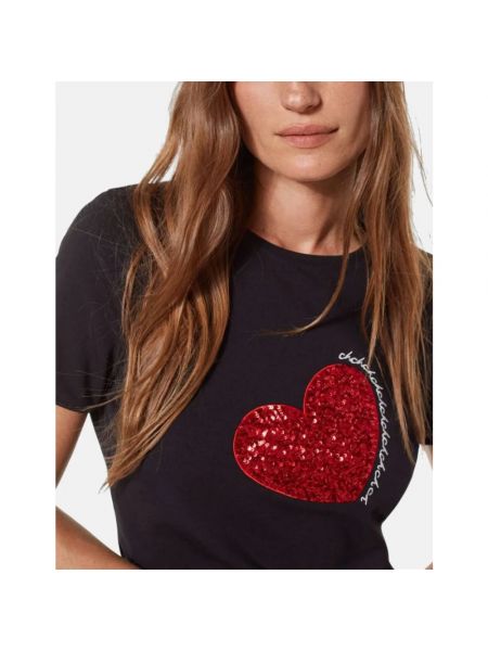 Camiseta con lentejuelas con corazón Carolina Herrera negro