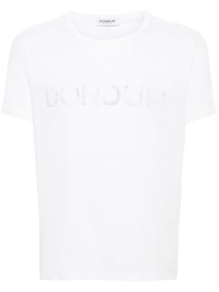 Памучна тениска с принт Dondup бяло