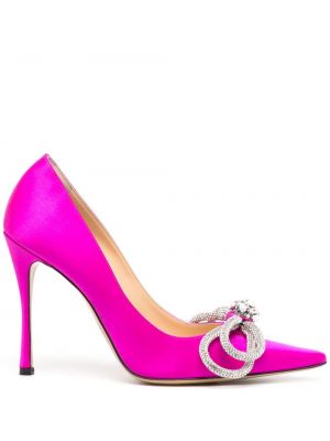 Pantofi cu toc cu funde de cristal Mach & Mach roz