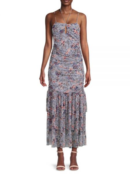 Длинное платье в цветочек с принтом Misa Los Angeles синее