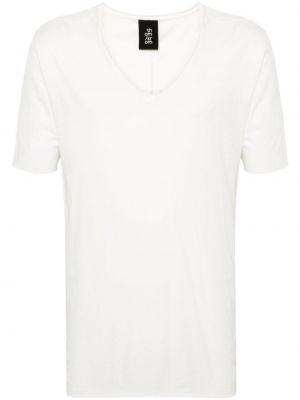 Caurspīdīgs t-krekls ar v veida izgriezumu Thom Krom balts