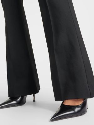 Vlnené rovné nohavice s vysokým pásom Versace čierna