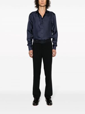 Pantalon droit taille haute Giorgio Armani bleu