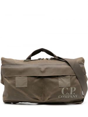 Памучни чанта за ръка с принт C.p. Company кафяво
