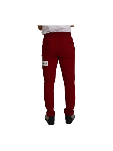 Spodnie sportowe bawełniane Dolce And Gabbana czerwone
