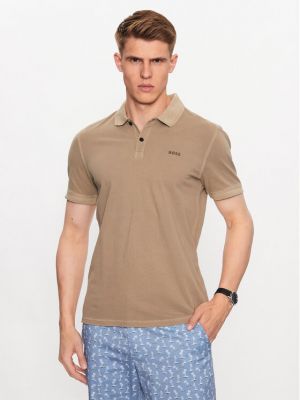 Polo marškinėliai slim fit Boss smėlinė
