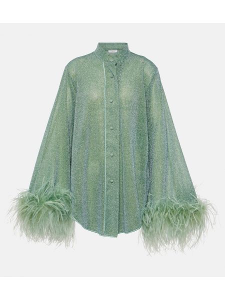 Bluză lungă cu pene Oseree verde