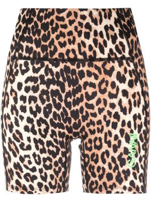 Kolesarske kratke hlače s potiskom z leopardjim vzorcem Ganni