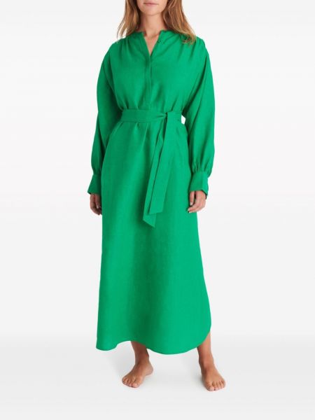 Lněné dlouhé šaty Eres zelené