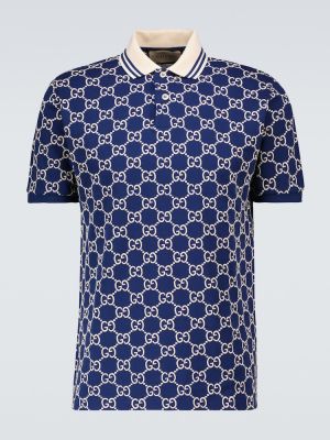 Klasické bavlněné italské tričko s potiskem Gucci - modrá