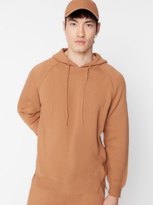 Sweter z kapturem Trendyol - pomarańczowy
