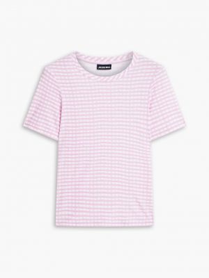 Клетчатая футболка из джерси Jacquemus розовая