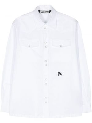 Памучна риза бродирана Palm Angels бяло