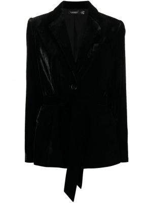 Žametni blazer iz rebrastega žameta Lauren Ralph Lauren črna