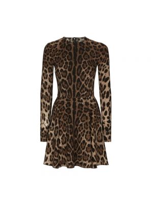 Mini-abito con stampa leopardato in jersey Dolce & Gabbana marrone
