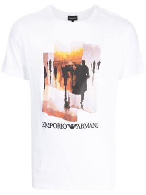 Abstrakt trykk trykt t-skjorte Emporio Armani hvit