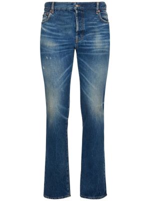 Voľné bavlnené džínsy s rovným strihom Saint Laurent modrá