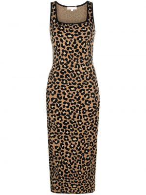 Žakárové leopardí midi šaty s potiskem Michael Michael Kors
