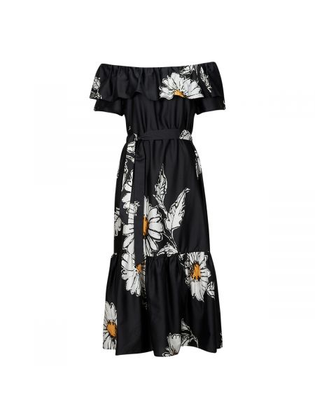 Sukienka midi w kwiatki Desigual czarna