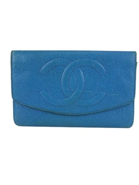 Portefeuille en cuir Chanel Vintage bleu